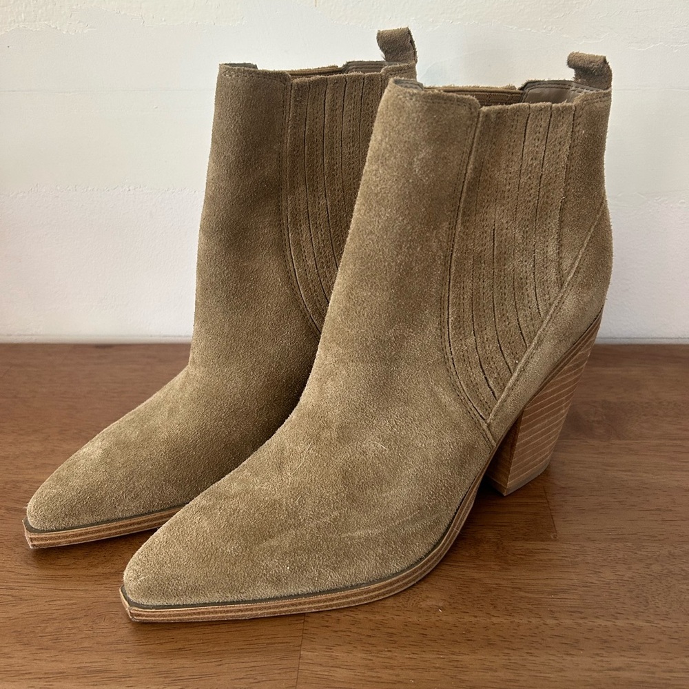 Green Suede Ankle Booties